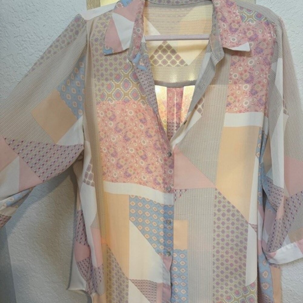 Rose & Olive Printed Button Down Blouse